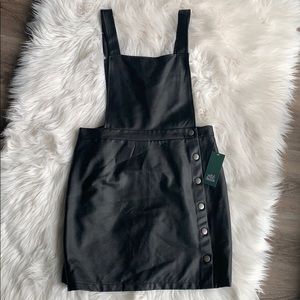 Faux leather overall skirt